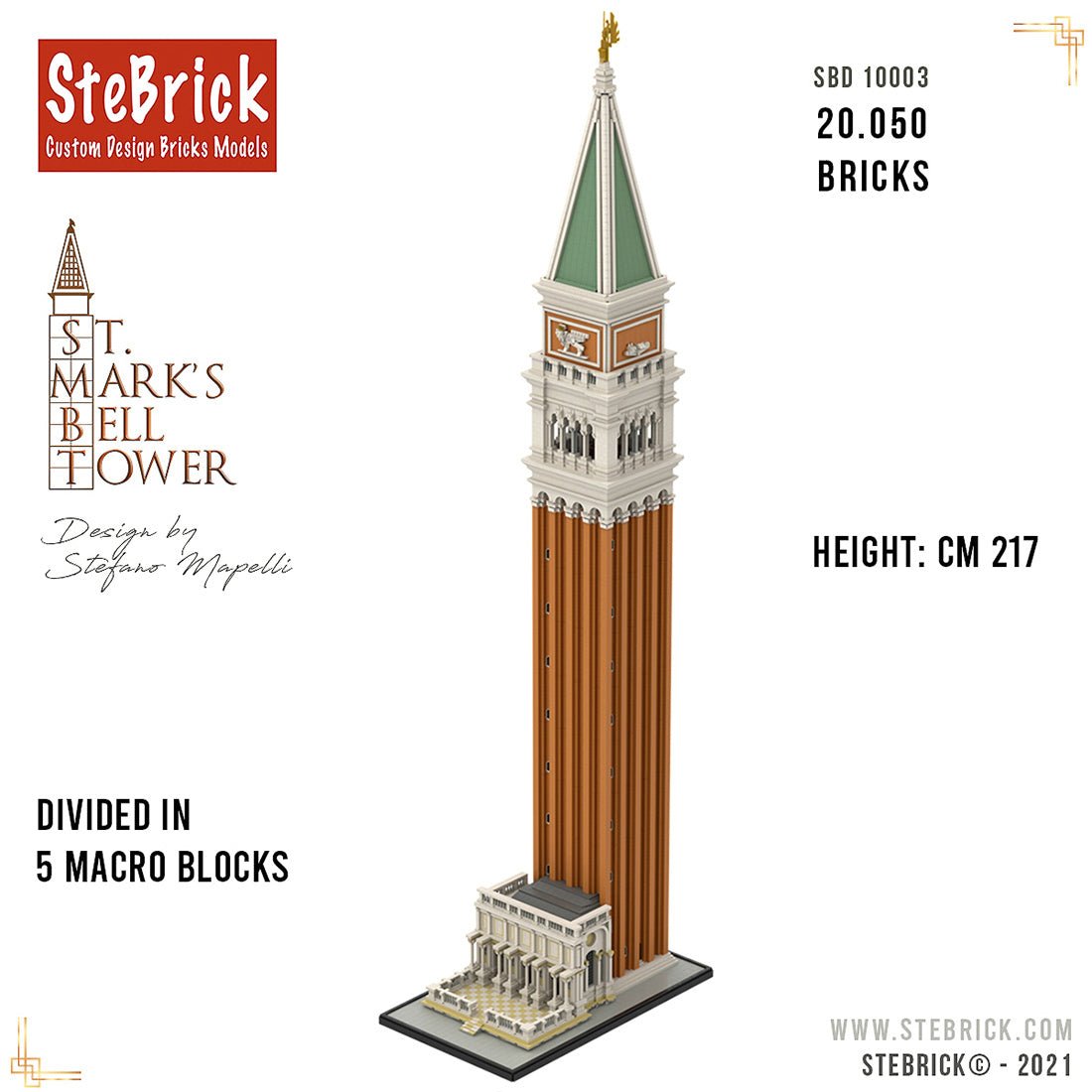 MOC - 99638 1/50 St - Mark's Bell Tower Klemmbausteine - LesDiy - Klemmbausteine