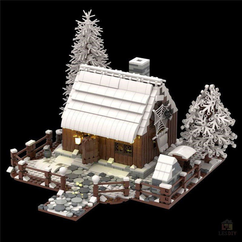 MOC Bergwald Winter Holzhaus mit Kamin - LesDiy - Klemmbausteine