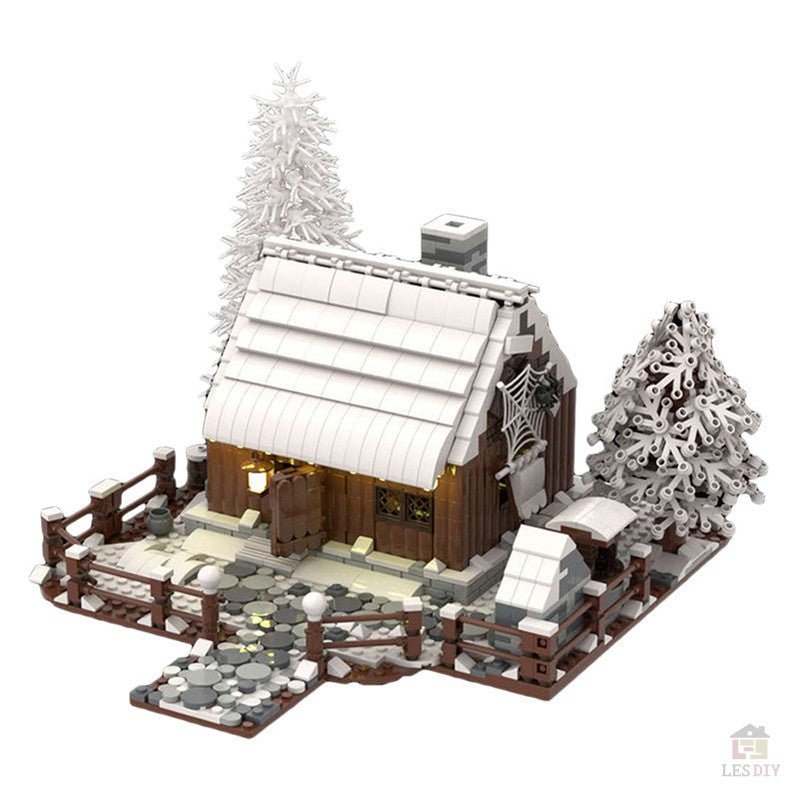 MOC Bergwald Winter Holzhaus mit Kamin - LesDiy - Klemmbausteine
