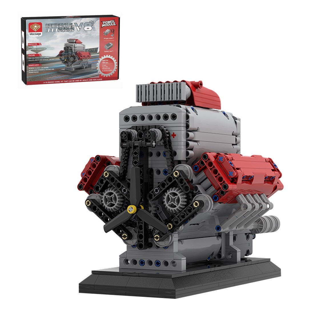 Mocsage MOC - 171732 Crossplane V8 Engine with Supercharger & removable Cover Klemmbausteine - LesDiy - Klemmbausteine