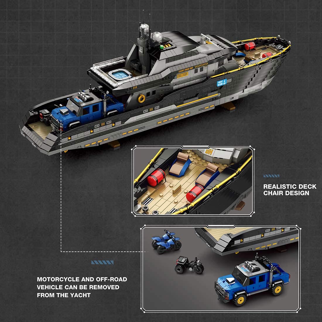 Mocsage MOC - 185307 1/30 Scale Luxury Super - yacht Klemmbausteine - LesDiy - Klemmbausteine