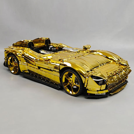 SP - 2 Rennwagen im Maßstab 1/8, galvanisch verchromt und goldfarben Klemmbausteine - LesDiy - Klemmbausteine