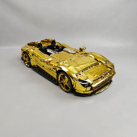 SP - 2 Rennwagen im Maßstab 1/8, galvanisch verchromt und goldfarben Klemmbausteine - LesDiy - Klemmbausteine