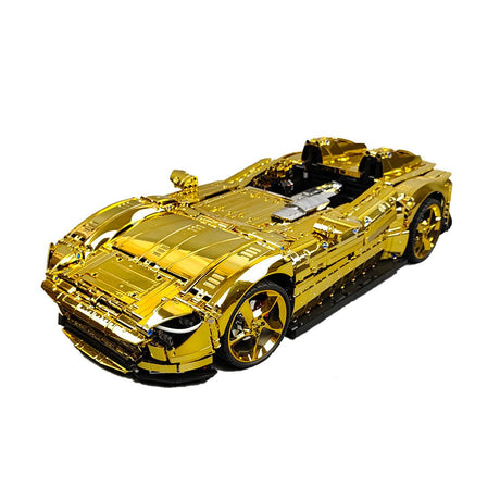 SP - 2 Rennwagen im Maßstab 1/8, galvanisch verchromt und goldfarben Klemmbausteine - LesDiy - Klemmbausteine