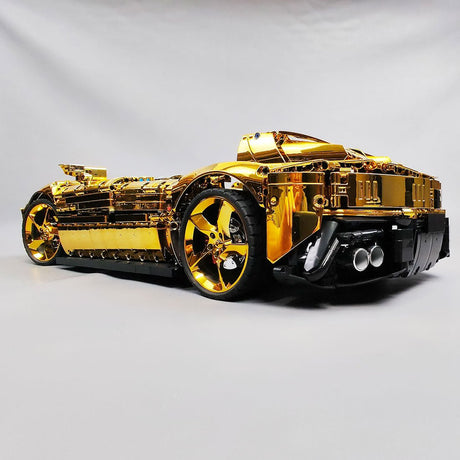 SP - 2 Rennwagen im Maßstab 1/8, galvanisch verchromt und goldfarben Klemmbausteine - LesDiy - Klemmbausteine