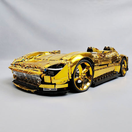 SP - 2 Rennwagen im Maßstab 1/8, galvanisch verchromt und goldfarben Klemmbausteine - LesDiy - Klemmbausteine