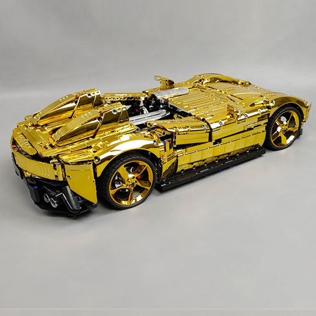 SP - 2 Rennwagen im Maßstab 1/8, galvanisch verchromt und goldfarben Klemmbausteine - LesDiy - Klemmbausteine
