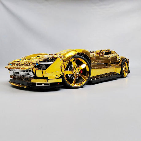 SP - 2 Rennwagen im Maßstab 1/8, galvanisch verchromt und goldfarben Klemmbausteine - LesDiy - Klemmbausteine