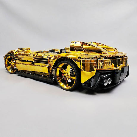 SP - 2 Rennwagen im Maßstab 1/8, galvanisch verchromt und goldfarben Klemmbausteine - LesDiy - Klemmbausteine