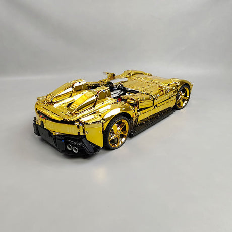 SP - 2 Rennwagen im Maßstab 1/8, galvanisch verchromt und goldfarben Klemmbausteine - LesDiy - Klemmbausteine