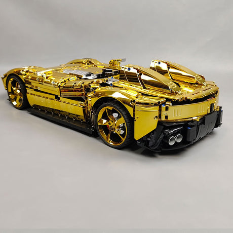 SP - 2 Rennwagen im Maßstab 1/8, galvanisch verchromt und goldfarben Klemmbausteine - LesDiy - Klemmbausteine