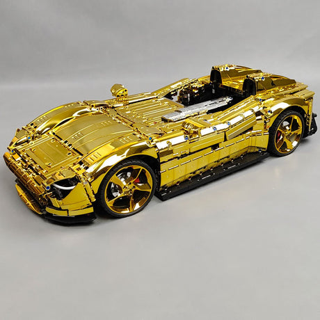 SP - 2 Rennwagen im Maßstab 1/8, galvanisch verchromt und goldfarben Klemmbausteine - LesDiy - Klemmbausteine