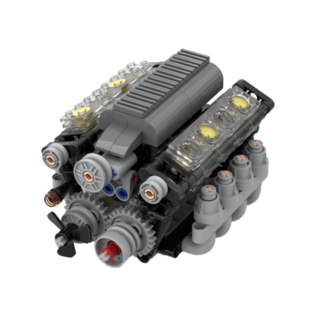 V8 - Motor mit Gearbox Tech Engine Klemmbausteine - LesDiy - Klemmbausteine