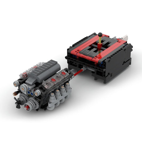 V8 - Motor mit Gearbox Tech Engine Klemmbausteine - LesDiy - Klemmbausteine