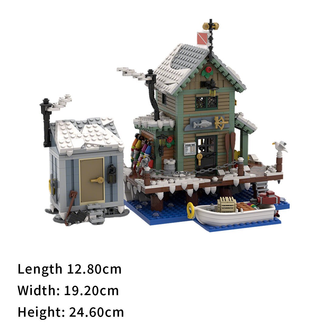 Winter Fish and Supply Building Blocks Set,Holiday Ice Fishing Shack with Boat, Animals, and Light Bricks Klemmbausteine - LesDiy - Klemmbausteine