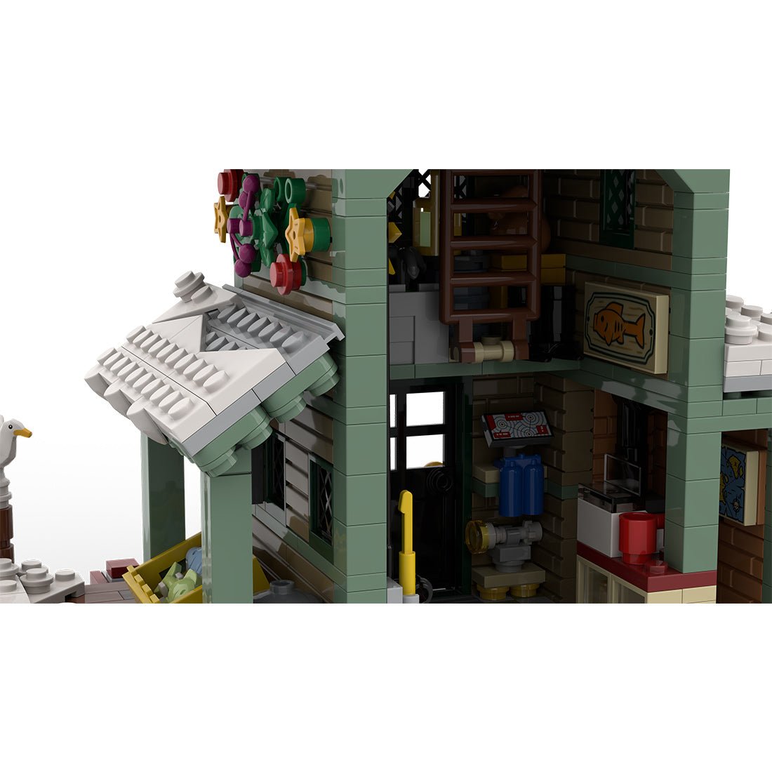 Winter Fish and Supply Building Blocks Set,Holiday Ice Fishing Shack with Boat, Animals, and Light Bricks Klemmbausteine - LesDiy - Klemmbausteine