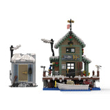 Winter Fish and Supply Building Blocks Set,Holiday Ice Fishing Shack with Boat, Animals, and Light Bricks Klemmbausteine - LesDiy - Klemmbausteine
